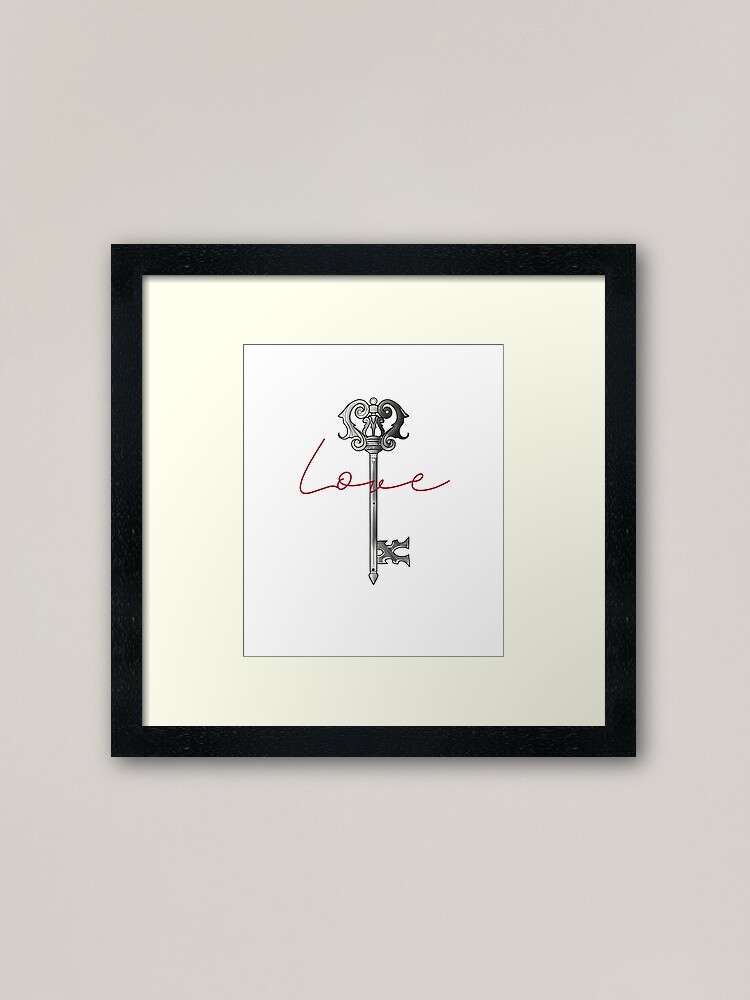 The Key Of Love Cool Artistic Vintage Aesthetic Tattoo Design Framed Art Print By Blacklinesw9 Redbubble