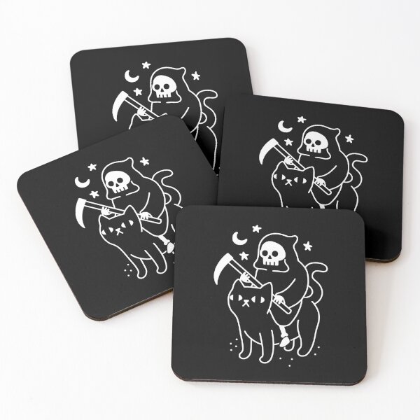 Death Rides A Black Cat Coasters (Set of 4)