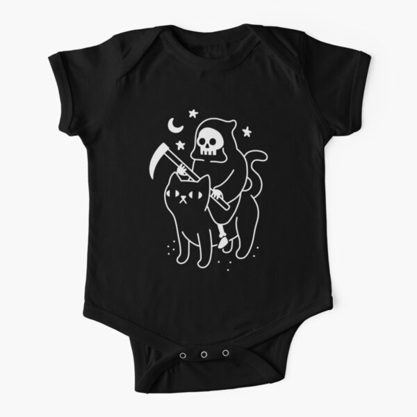 La mort chevauche un chat noir Body manches courtes