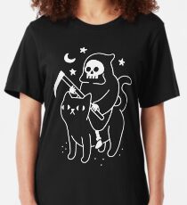 Death Rides A Black Cat Slim Fit T-Shirt