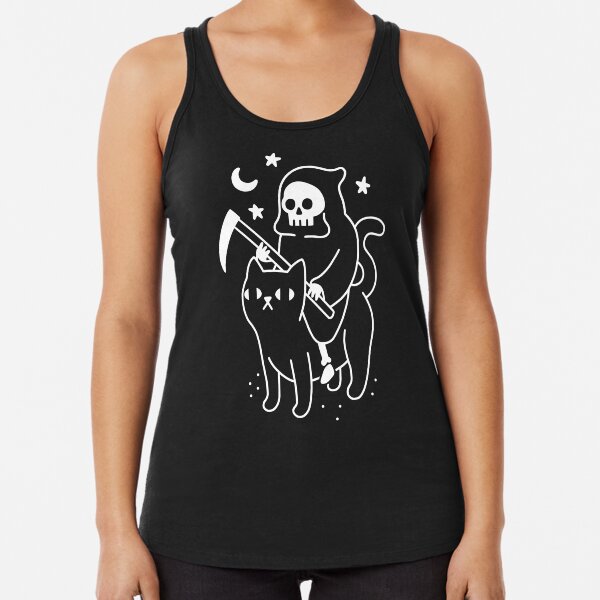 Death Rides A Black Cat Racerback Tank Top