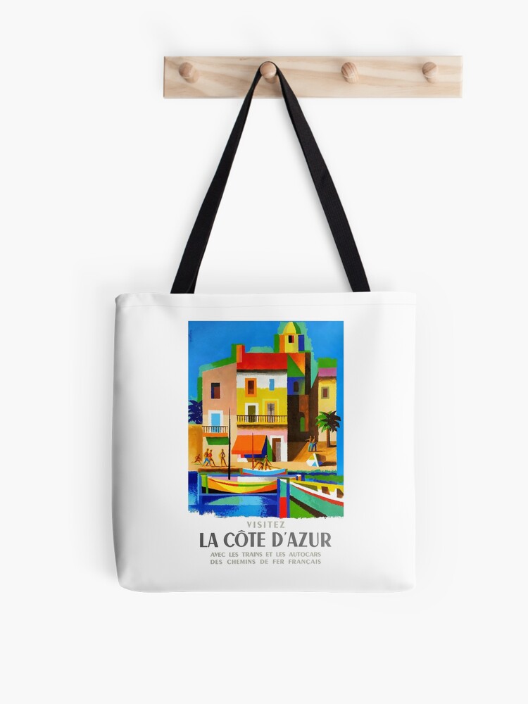 1963 Cote d'Azur French Riviera Vintage World Travel Poster Tote