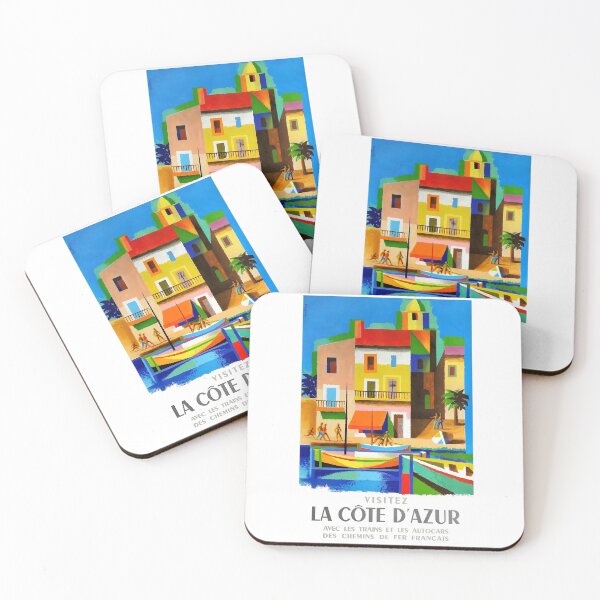 Item preview, 1963 Cote d'Azur French Riviera Vintage World Travel Poster designed and sold by retrographics.
