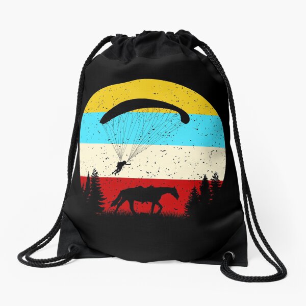 Parachute Horse Landing Drawstring Bag