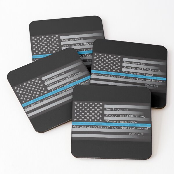 Item preview, Law Enforcement Thin Blue Line with Isaiah 6:8  designed and sold by rickster556.