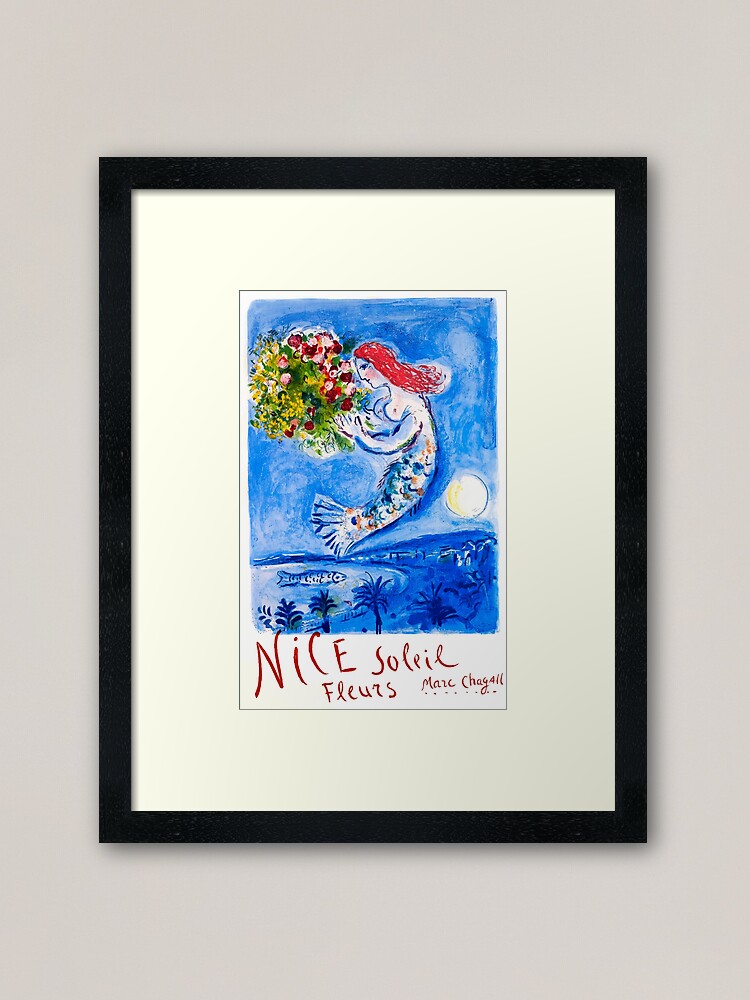Thumbnail 1 of 7, Framed Art Print, 1962 Marc Chagall Nice Soleil Fleurs France Travel Poster designed and sold by retrographics.