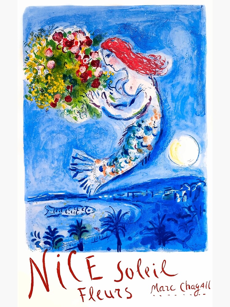 Thumbnail 7 of 7, Framed Art Print, 1962 Marc Chagall Nice Soleil Fleurs France Travel Poster designed and sold by retrographics.