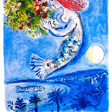Artwork thumbnail, 1962 Marc Chagall Nice Soleil Fleurs France Travel Poster by retrographics