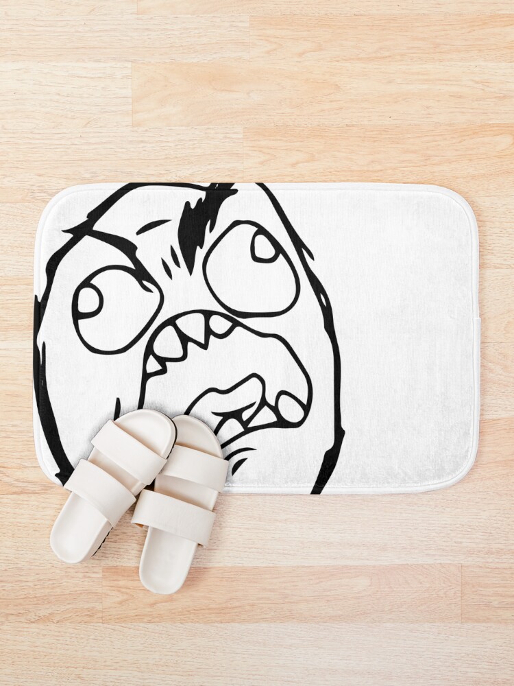 Humor Bath Mat, Grumpy Internet Troll Face with Trippy Gestures