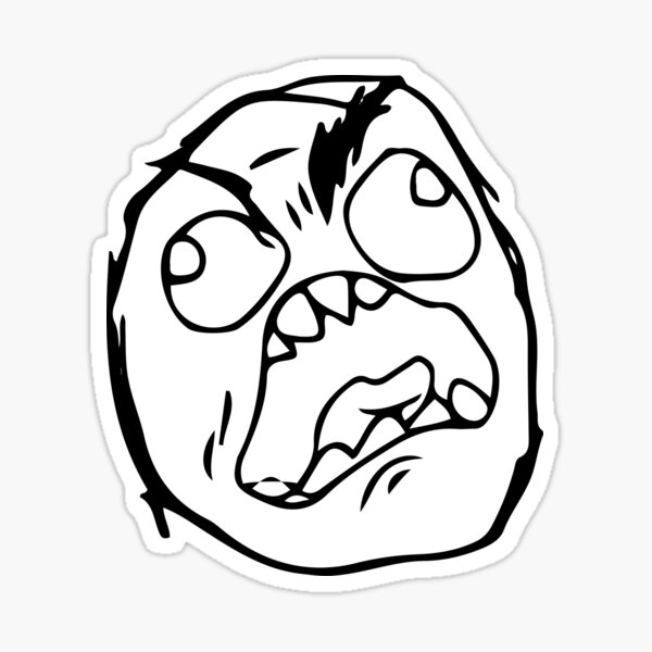 Troll face meme angry mad reaction face HD HIGH QUALITY Sticker