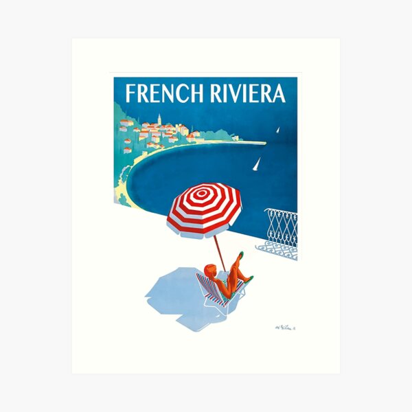 Item preview, 1954 French Riviera Travel Poster designed and sold by retrographics.
