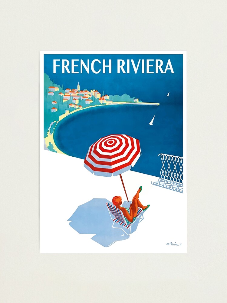 1954 French Riviera Travel Poster Photographic Print For Sale By