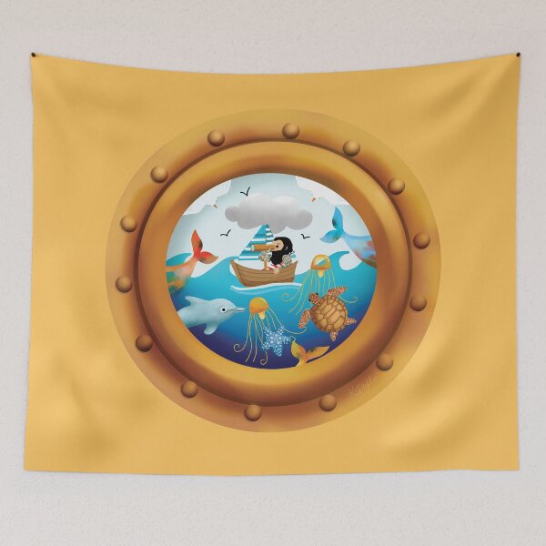 Item preview, Salty Sea Animals Nautical Porthole designed and sold by Karin Taylor.