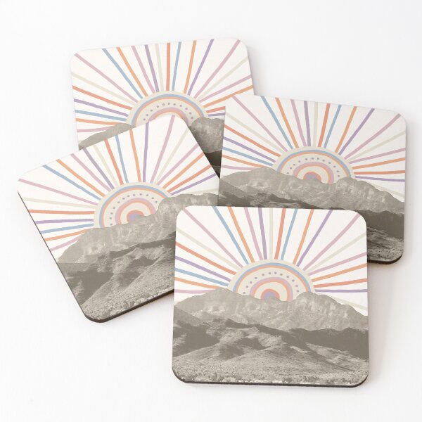 Item preview, Summerlin Mountain // Picture of an Abstract Vintage Mountain Range and a Summer Happy Sun Vibe Drawing  designed and sold by desertxpalm.