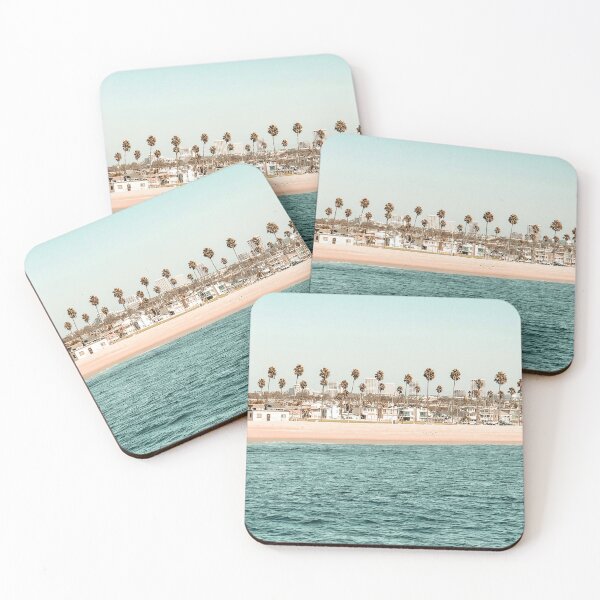 Item preview, Vintage Newport Beach Photograph // A Picture of the Ocean Horizon with Palm Trees and Teal Blue Waves  designed and sold by desertxpalm.