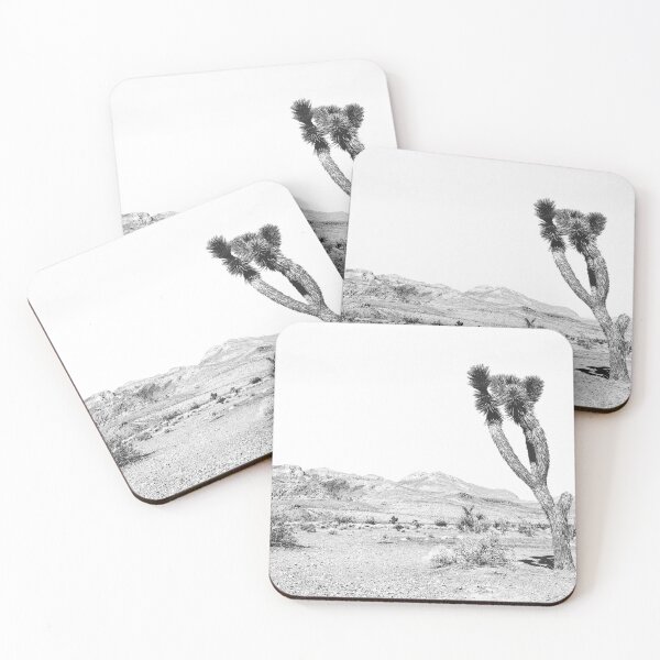 Item preview, Vintage Desert Scape Black and White // Picture of a Joshua Tree Cactus and Mountains in the Desert Daylight  designed and sold by desertxpalm.