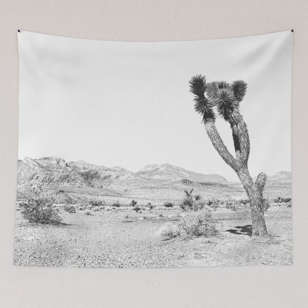 Item preview, Vintage Desert Scape Black and White // Picture of a Joshua Tree Cactus and Mountains in the Desert Daylight  designed and sold by desertxpalm.