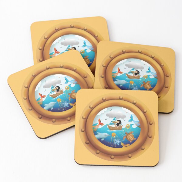 Item preview, Salty Sea Animals Nautical Porthole designed and sold by Karin Taylor.