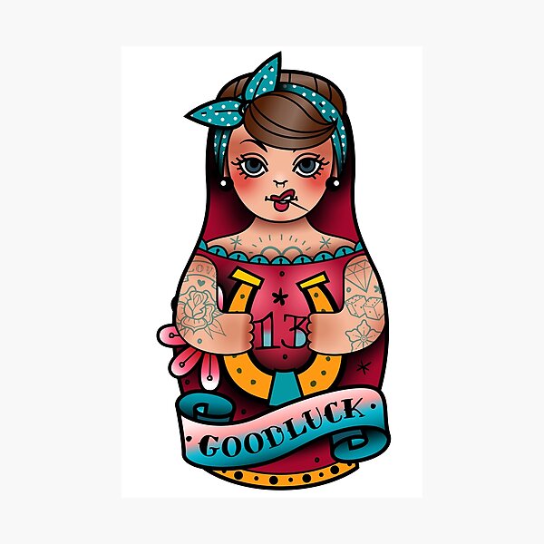 Item preview, poupée russe traditionnelle tatouage old school designed and sold by Adamova.