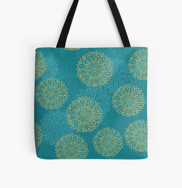 Floral Block Print Art All Over Print Tote Bag