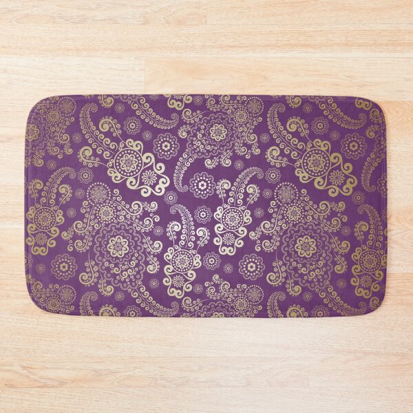 Item preview, Golden Luxury Paisley on Purple Background designed and sold by Gerson Ramos.