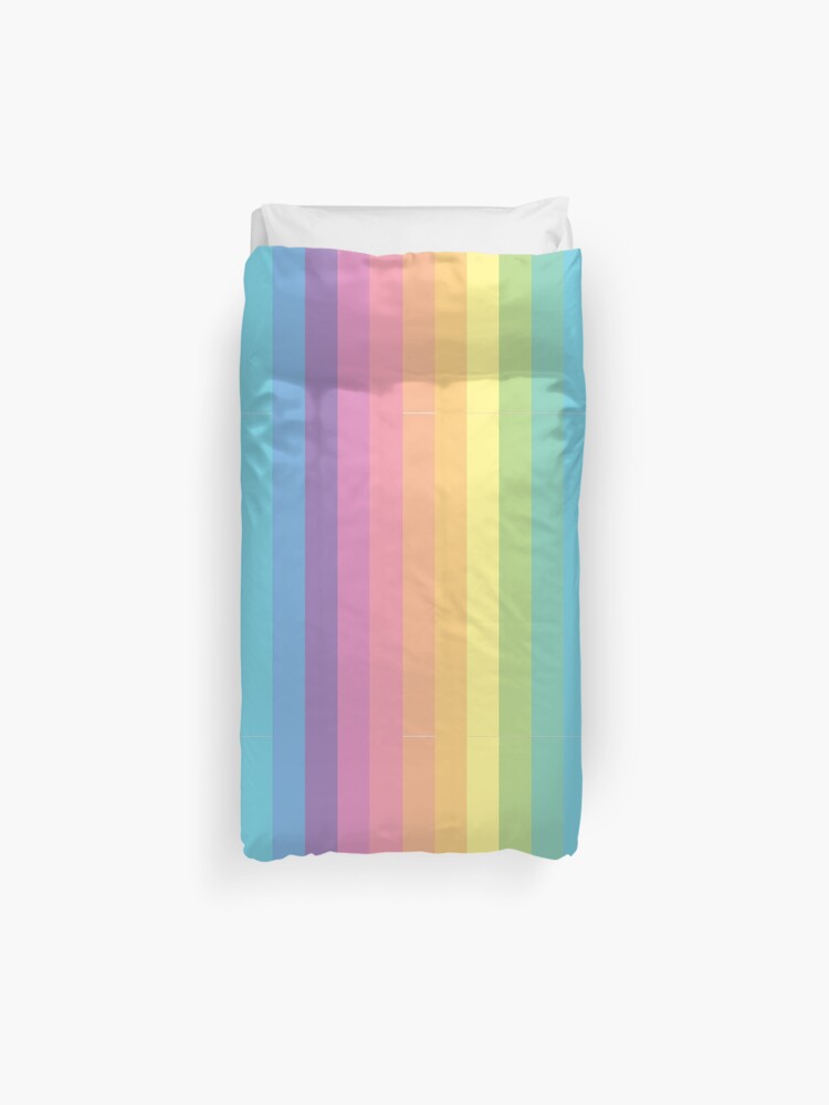 Rainbow Stripes Pastel Colour Palette Vertical Duvet Cover By