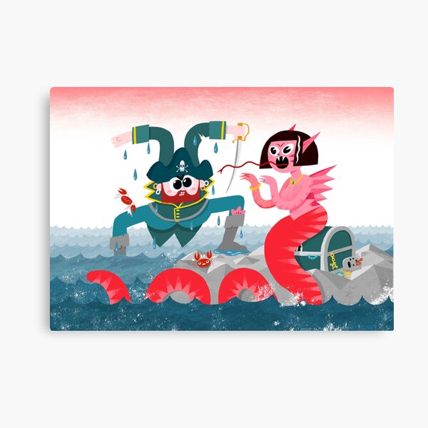 Landlubber & Lizard Siren Lady & Treasure Chest Canvas Print