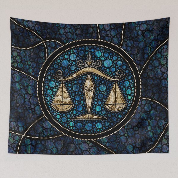 Item preview, Libra Zodiac Dot Art Style Abalone Gold designed and sold by k9printart.