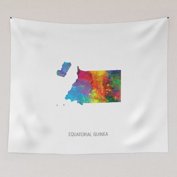 Item preview, Equatorial Guinea Watercolor Map designed and sold by ArtPrints.
