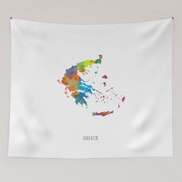 Item preview, Greece Watercolor Map designed and sold by ArtPrints.