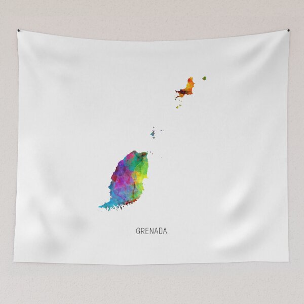 Artikelvorschau, Grenada Watercolor Map entworfen und verkauft von ArtPrints.