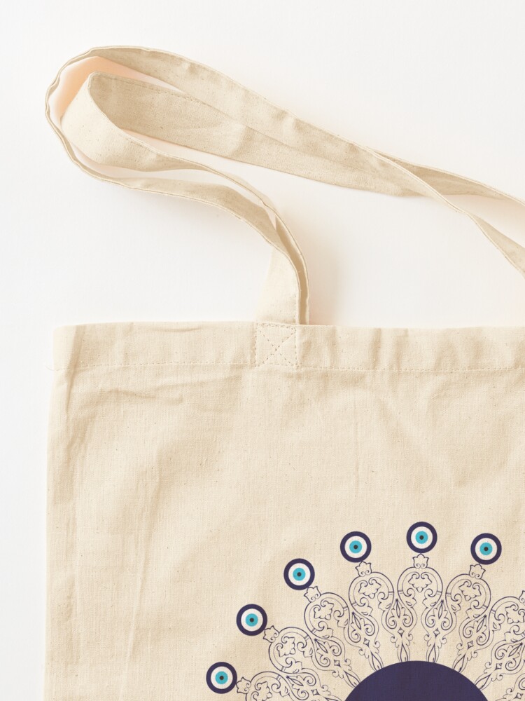 Evil Eye Hanging Beads in Blue and Gold Tote Bag for Sale by HotHibiscus