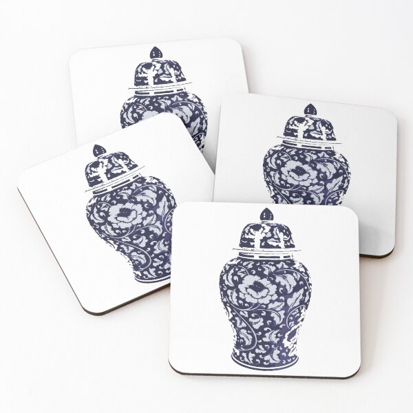 Item preview, Blue White Hamptons Ginger Jar Chinoiserie Vase Art designed and sold by HotHibiscus.