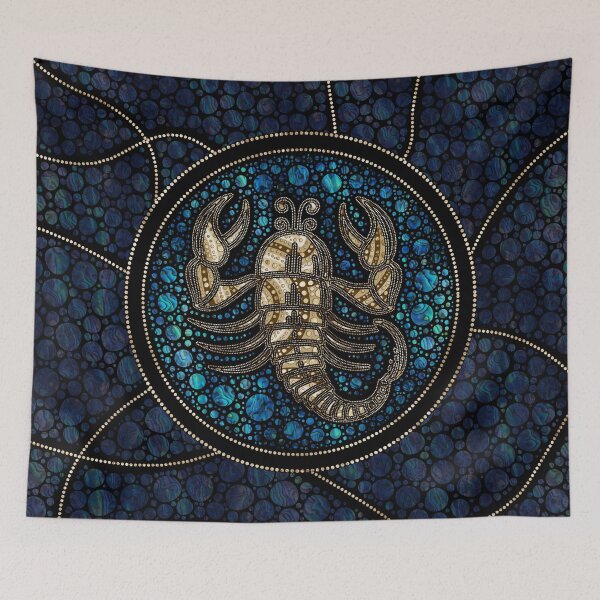 Item preview, Scorpio Zodiac Dot Art Style Abalone Gold designed and sold by k9printart.