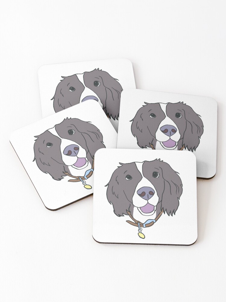 AD-SS1uC 4x Springer Spaniel 'Unconditional Love' Picture Table Coasters Set in 