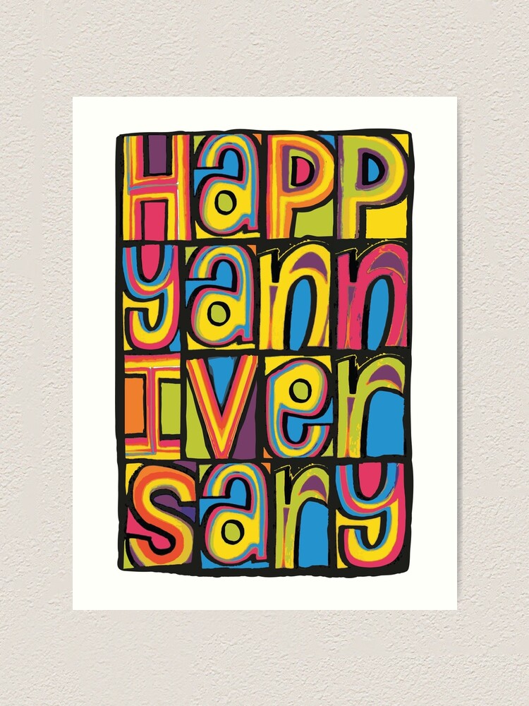 Happy Anniversary Happy Mondays Inspired Design Art Print By Ltfrstudio Redbubble