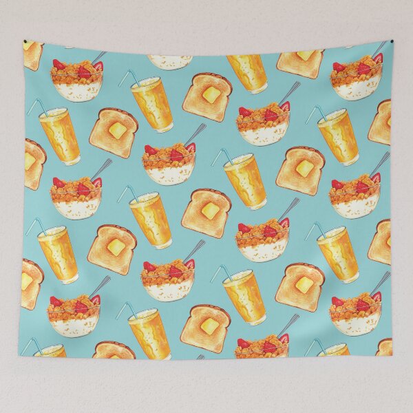 Item preview, Breakfast Pattern - Blue designed and sold by Kelly  Gilleran.
