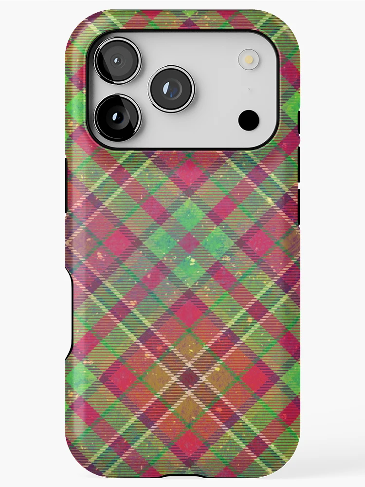 Thumbnail 1 of 4, iPhone Case, Distressed Spring Plaid Pattern designed and sold by thaneydesign.