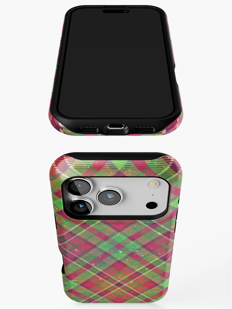 Thumbnail 3 of 4, iPhone Case, Distressed Spring Plaid Pattern designed and sold by thaneydesign.