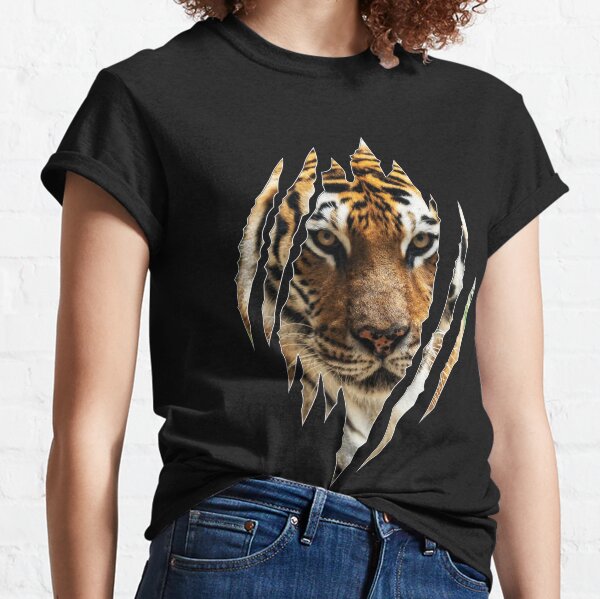 T-shirt design with raging tiger Royalty Free Vector Image