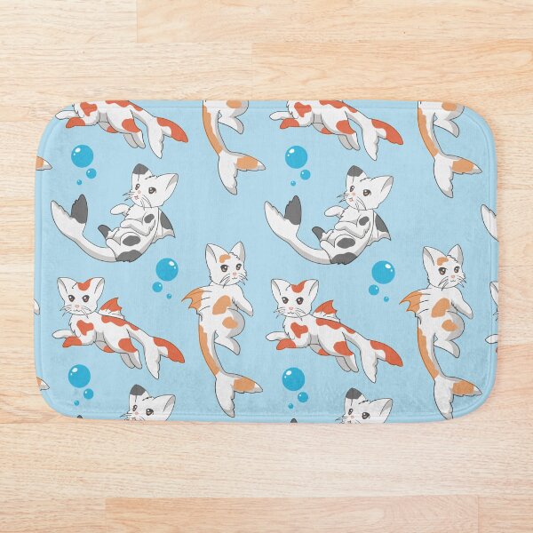 Catfish Pattern Blue Bath Mat