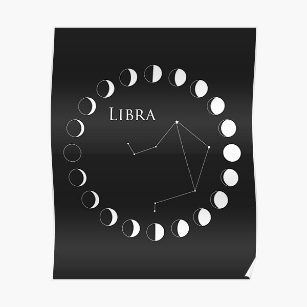 Libra Zodiac Astrology Sign Constellation Moon Phase Poster