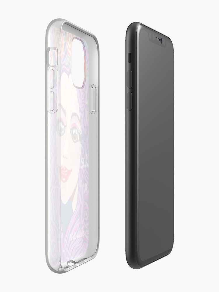 Coque iPhone « Anime, Manga, Hentai, Acid Colours, pink and Purple Hair Cute Cartoon Girl, Woman, Sexy Dress - pattern xxx », par jessbernstein