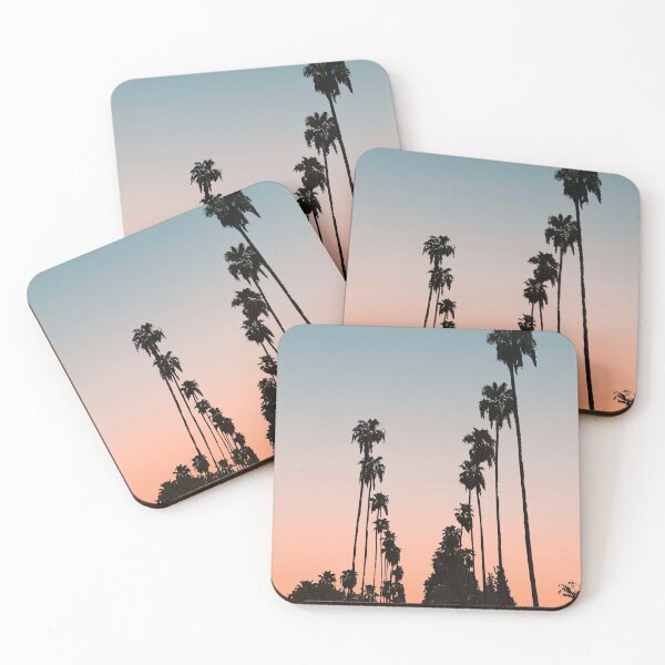 Item preview, California Sunset // Picture of Palm Tree Silhouette in the Street with a Orange and Blue Color Sky designed and sold by desertxpalm.