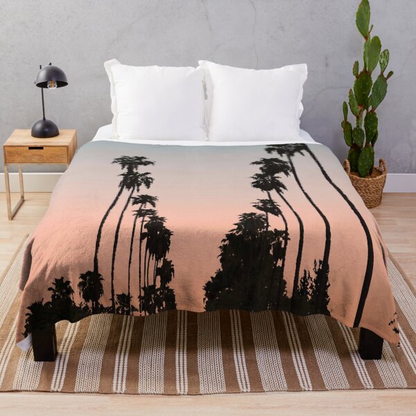 Item preview, California Sunset // Picture of Palm Tree Silhouette in the Street with a Orange and Blue Color Sky designed and sold by desertxpalm.
