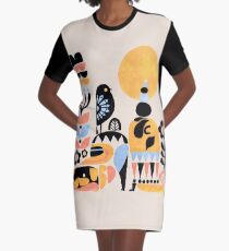 Scandinavian Pug Yoga Graphic T-Shirt Dress
