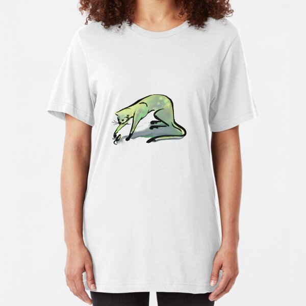 Grey Cat and Mouse - Larger Slim Fit T-Shirt
