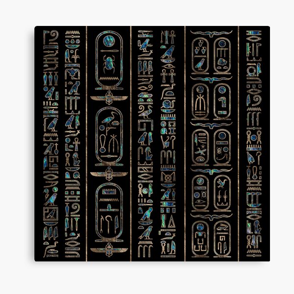 Item preview, Egyptian hieroglyphs pattern Gold Abalone designed and sold by k9printart.