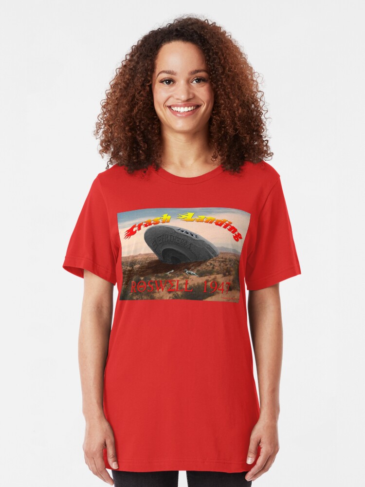 Alternate view of Roswell Crash Landing Slim Fit T-Shirt