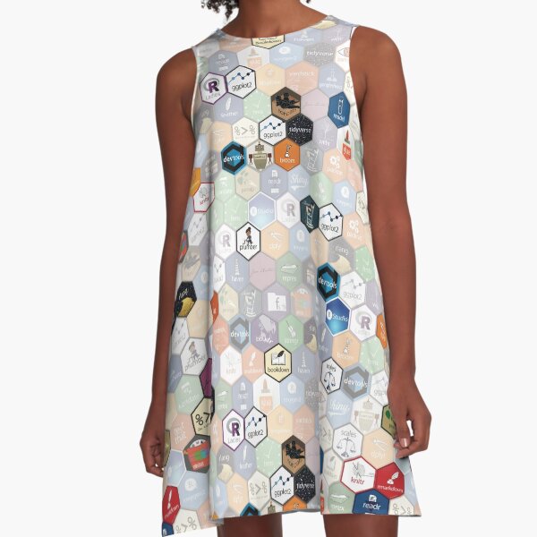 R hex fabric (small hexes) A-Line Dress